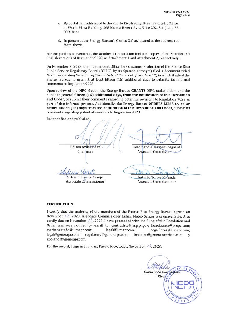 🚨 📢 <a href="/EnergiaNEPR/">Negociado de Energía de Puerto Rico</a> of <a href="/JuntaJRSP/">Junta Reglamentadora Servicio Público</a> grants 15 additional days to provide informal comments &amp; feedback on potential revisions to Regulation on Microgrid Development. Access Docket No. NERP-MI-2023-0007 👉👉 bit.ly/3LTDzKv