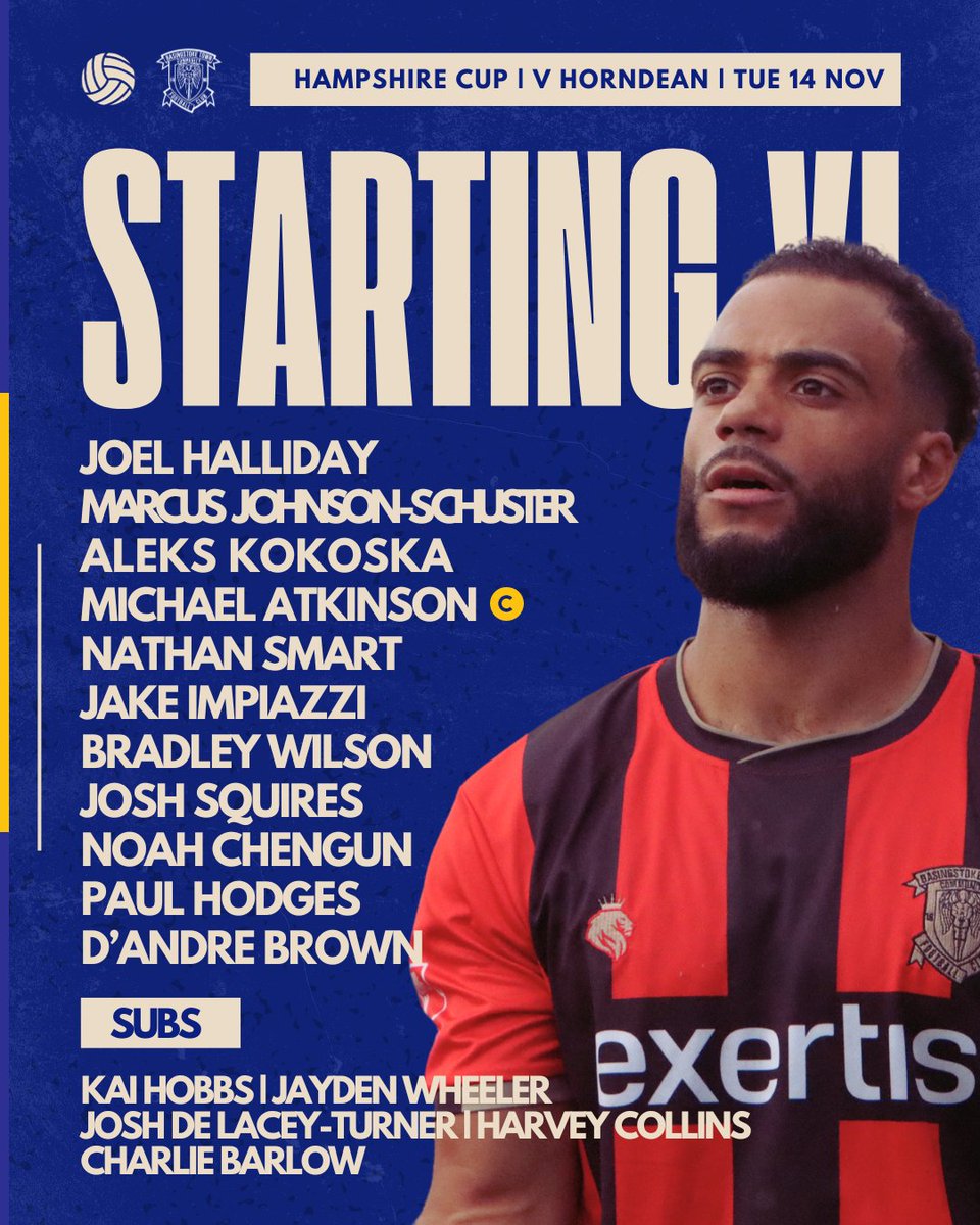 Basingstoke_FC's tweet photo. Tonight's squad to take on Horndean in the Third Round of the Hampshire Senior Cup. 

#OurTownUnited | https://t.co/agjeKR2tJ4 https://t.co/FDgHqkoSwn