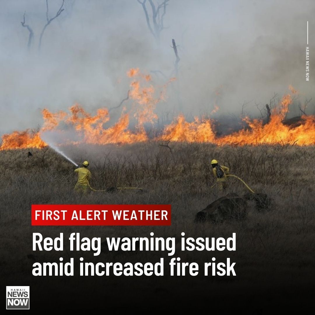 #FIRSTALERTWEATHER: A red flag warning has been issued for all leeward areas of the island chain from 10 a.m. to 6 p.m. Tuesday. as strong winds, low humidity increases fire risk. MORE: buff.ly/3R1mnWM #HINews #HNN