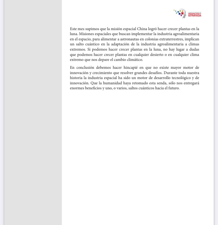 Hola a todos! Les comparto la revista Prospectiva y Estrategia de este mes.
Encontrarán las últimas publicaciones sobre el futuro en seguridad y defensa, ciencia y tecnología, educación superior, etc
Mi editorial en las fotos 
👇
boletin.prospectivayestrategia.cl/c/er3yq/46mjuq…