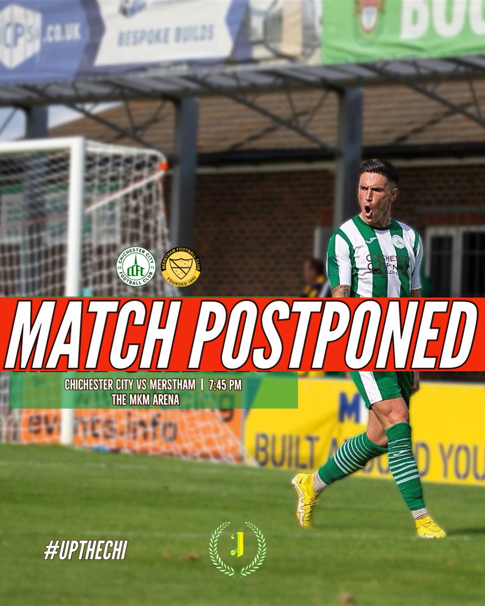 ChiCityFC's tweet image. ❌MATCH POSTPONED❌

We regret to inform you that this evenings game against @MersthamFC1892 has been postponed. 

#UPTHECHI ⚪️🟢