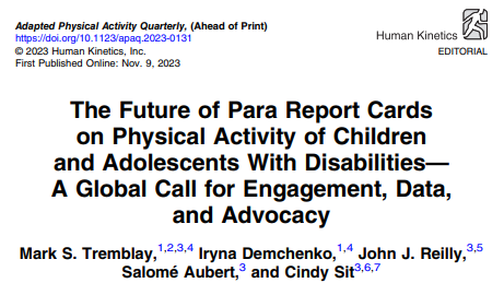 SalomeAubertPhD's tweet image. New editorial out in @APAQjournal! &quot;we challenge all researchers studying physical activity among CAWD in all participating #GlobalMatrix jurisdictions to engage with Report Card leaders to unearth, report, interpret, and discuss findings&quot;.
journals.humankinetics.com/view/journals/…