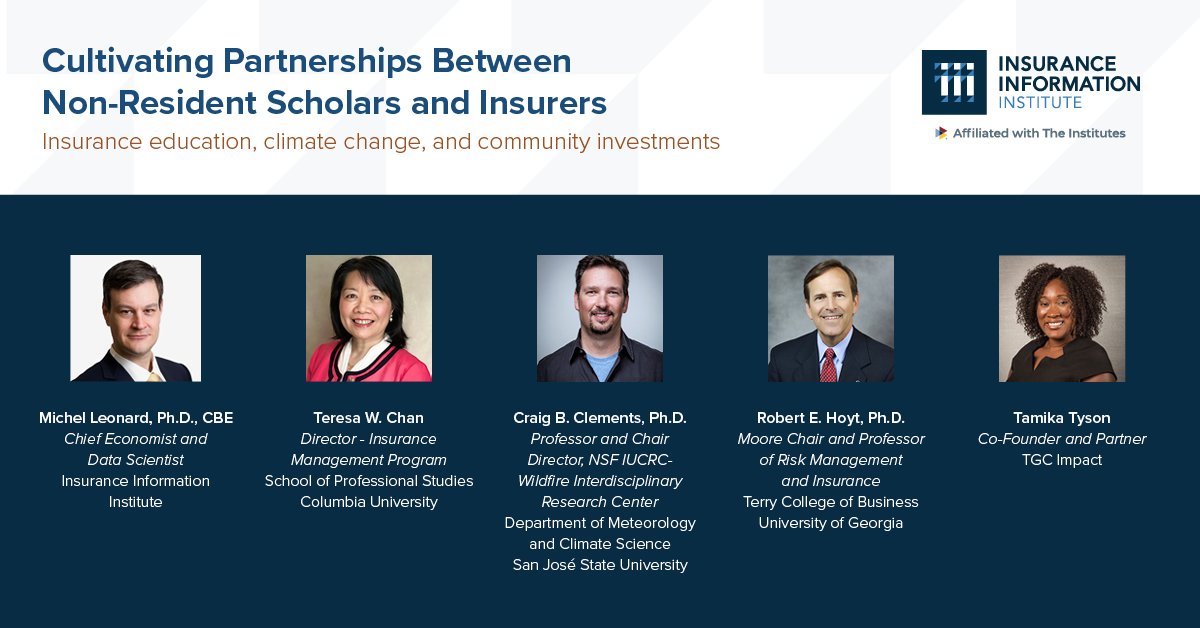Insurance Information Institute (@iiiorg) on Twitter photo During a Nov 29 virtual event, <a href="/iiiorg/">Insurance Information Institute</a> non-resident scholars will share insights and expertise on #insurance-related issues including education, climate change, community investments, and improved ways to work together. Register here: bit.ly/3FYxVDS <a href="/DrMLeonard/">Dr. Michel Leonard</a> During a Nov 29 virtual event, <a href="/iiiorg/">Insurance Information Institute</a> non-resident scholars will share insights and expertise on #insurance-related issues including education, climate change, community investments, and improved ways to work together. Register here: bit.ly/3FYxVDS <a href="/DrMLeonard/">Dr. Michel Leonard</a>
