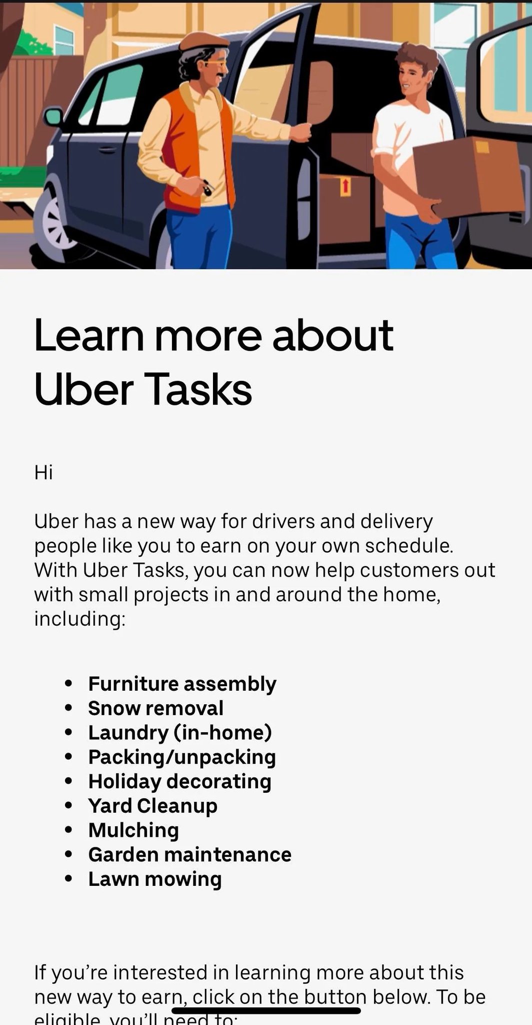 Uber Tasks' is like Uber Eats. But you'll get completed chores