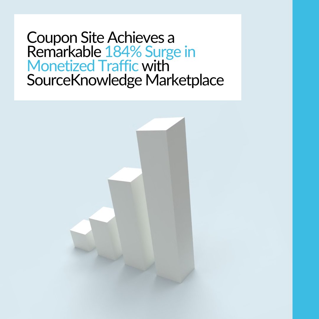 SourceKnowledge's tweet image. Discover how the SourceKnowledge Marketplace transformed a coupon site&apos;s traffic strategy, leading to a remarkable 184% surge in monetized traffic.
Read the full success story! 💼🚀

sourceknowledge.com/blog/coupon-si… 

#publisher #couponsite #monetization #contentmonetization #revenue