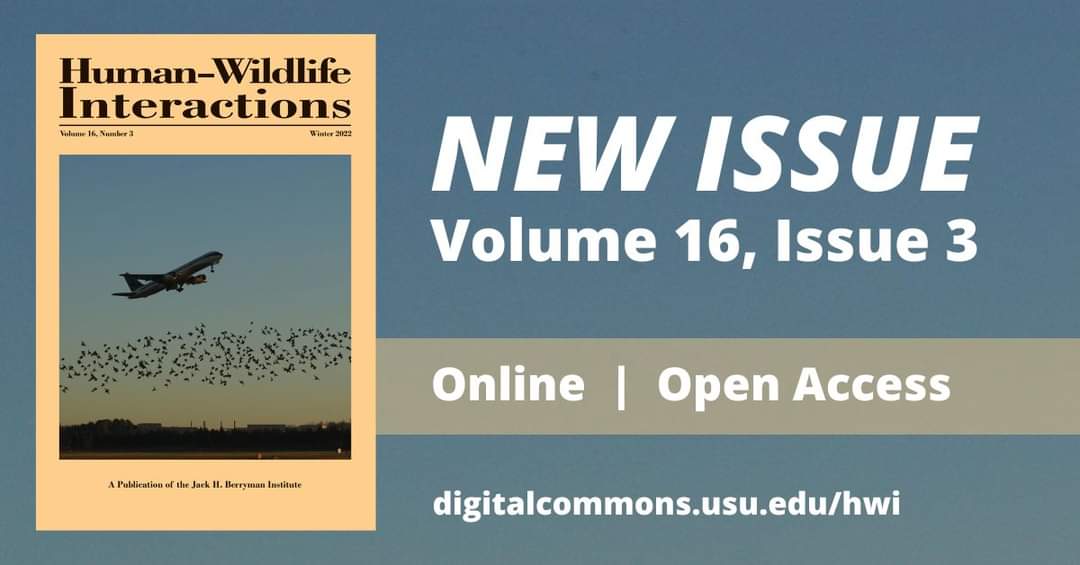 PUBLISHED: View the newest issue of Human-Wildlife Interactions journal: digitalcommons.usu.edu/hwi/