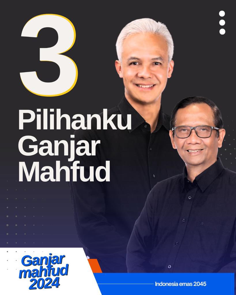 _Rizmaya__'s tweet photo. No 3 Ganjar-Mahfud Pilihan Terbaik. 

Hattrick 🤟🏻
Salam Metal (Menang Total) 🤟🏻
MERDEKA!!! https://t.co/RF0GDQCWRj