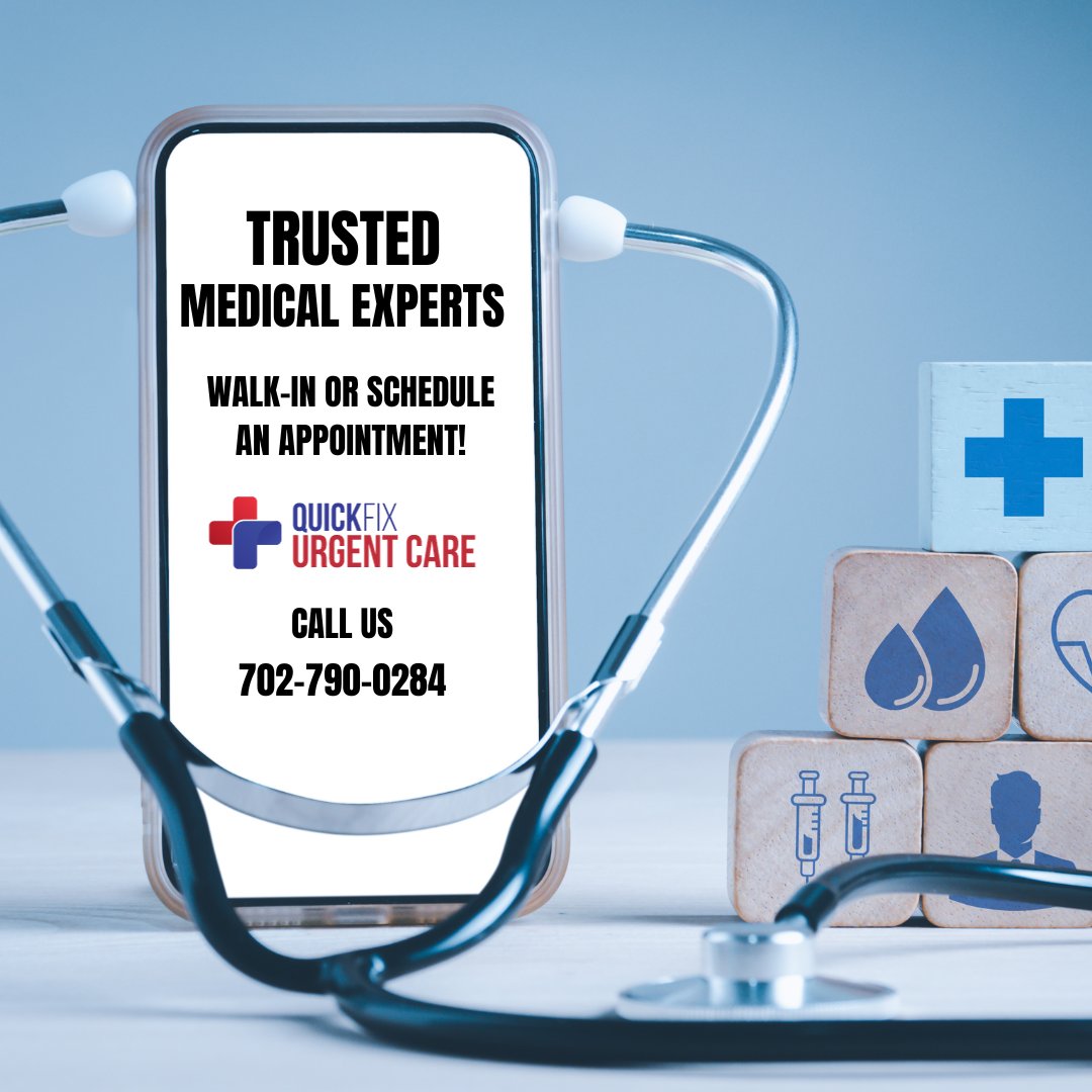 QuickFixUC's tweet image. Trust the Experts! Whether you prefer a quick walk-in or want to secure your spot, our team of medical professionals is here to provide you with care. 📲 (702) 790-0284