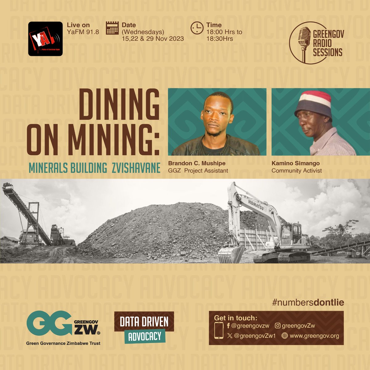 Join us tomorrow evening at 18.00hrs on @yafmzim for our #diningonmining radio session as our Data Analyst @ChikomboreroBr3 leads a discussion on data driven advocacy for accountability on mining in Zvishavane. @CNRG_ZIM @ZELA_Infor @ZIMCODD1 Online link: onlineradiobox.com/zw/yafm/