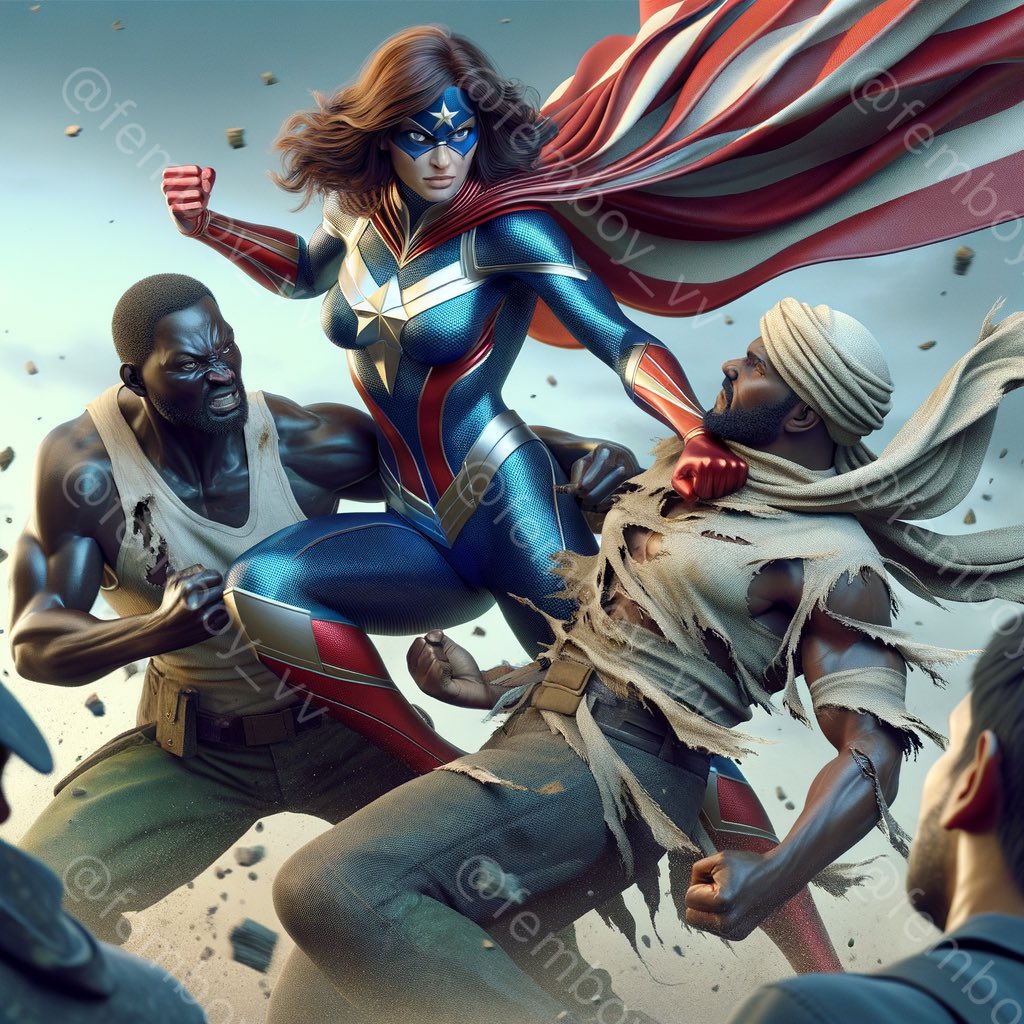 vv00319's tweet photo. AI pictures 
Superwoman loses!
#DALLE3 https://t.co/hR1KKuXn0b