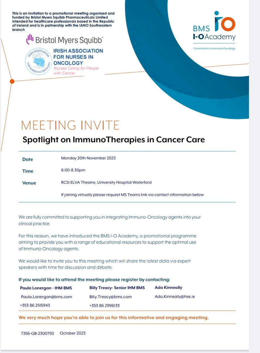 If any healthcare professionals are interested, we are running a short educational event on Immunotherpies on Monday 20th November. Details below. Register for this event to get access to a virtual link. @IANOcancernurse @siognah @YoungSIOG