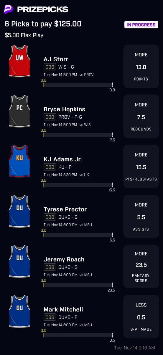 Hankmoody214's tweet image. A banger! Get you a bag today 💰💰💰#prizepicks #ncaacbb #collegebasketball