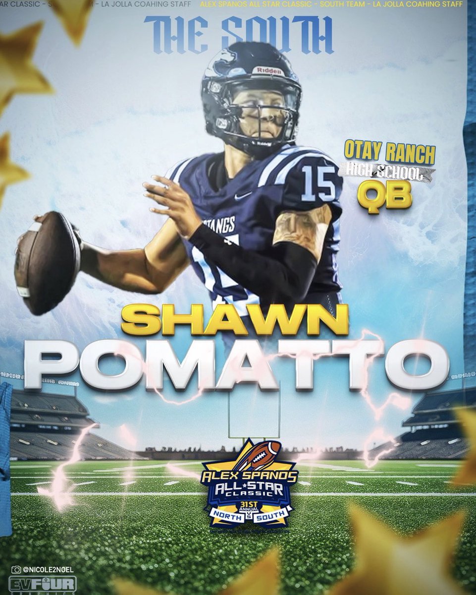 Excited to represent the South in the Alex Spanos All-Star Game
<a href="/CoachRoachLJ/">Tyler Roach</a> <a href="/OtayRanchFB/">Otay Ranch Mustangs Football</a>