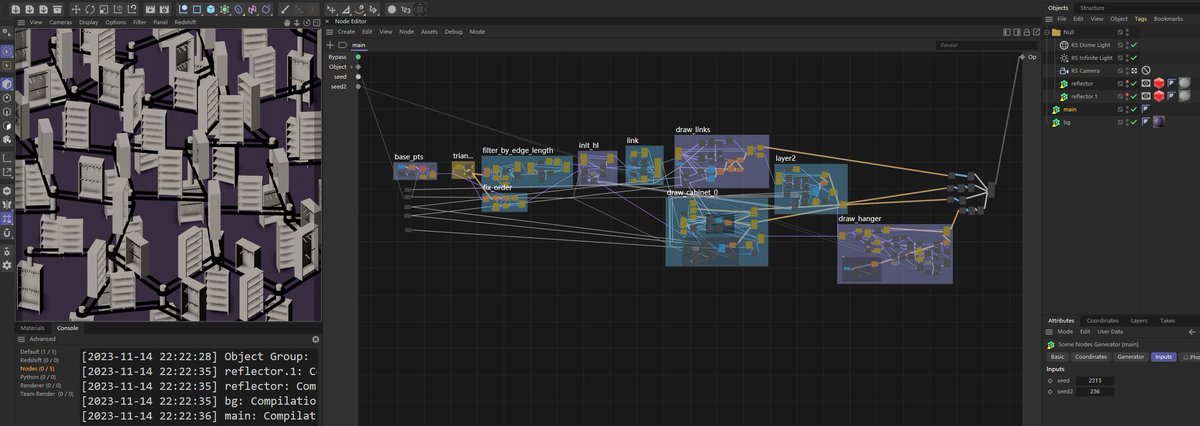 DangoFlying's tweet photo. #nodevember2023 #nodevember 
#cinema4d #c4d #scenenodes 
Day13-14 "weird wardrobe" https://t.co/djDXq1jbhM