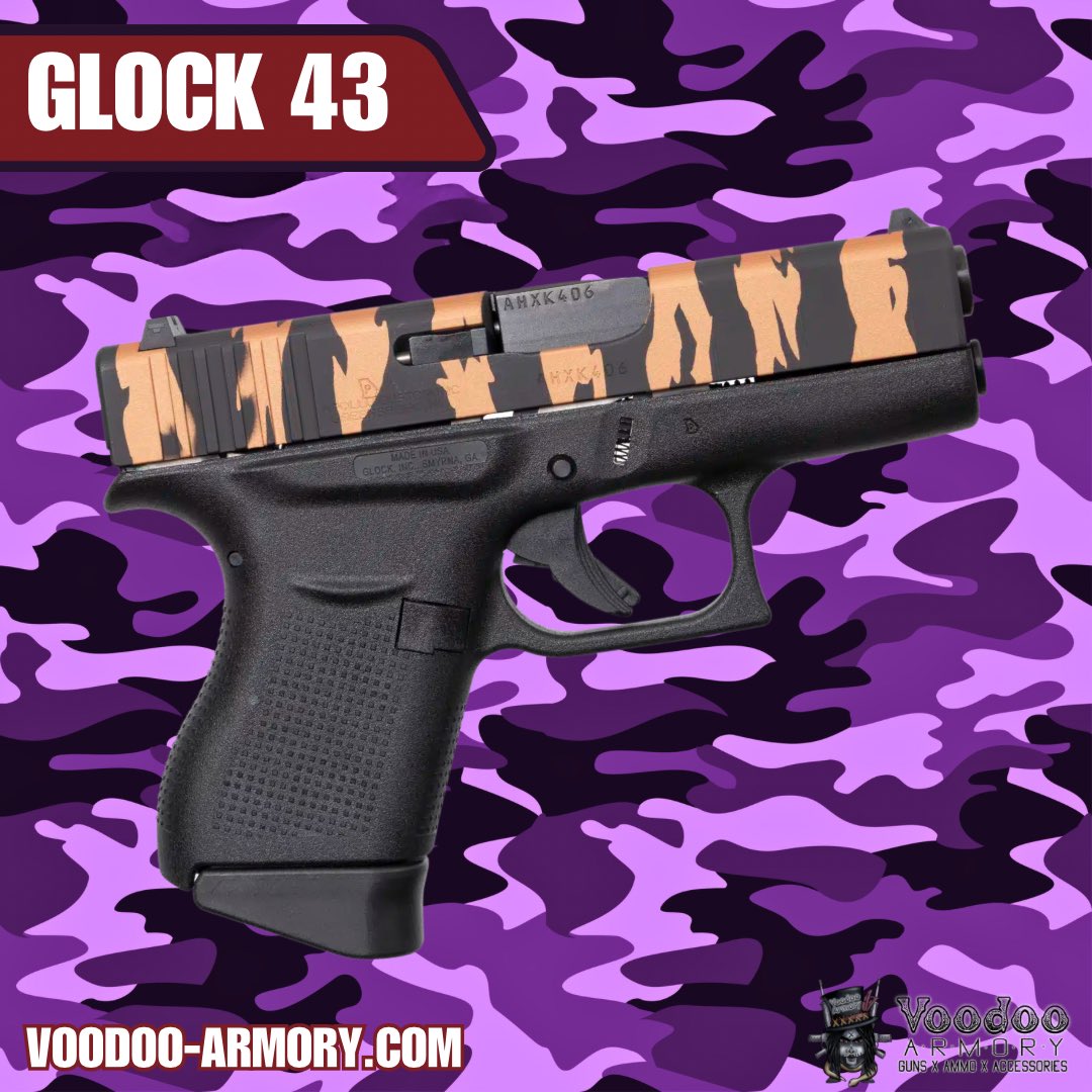 The popular Glock 43 with copper tiger stripe slide. 

voodoo-armory.com/glock-43-coppe…

#glock #glock43 #9mm #glocklife #gunsdaily #tigerstripes #voodooarmory #gunshop #picayune