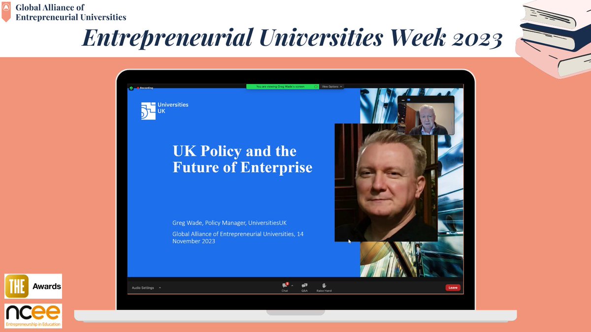 nceeUK's tweet photo. Day 2 of Entrepreneurial Universities Week triumphed! π Thanks to Greg Wade from @UniversitiesUK for insights on 'UK Policy and the Future of Enterprise.'
Join free webinars: https://t.co/F0v5JNtKnp
Explore memberships in drop-ins: https://t.co/NYEEhy4YuG
#EntUniWeek #GEW https://t.co/RteqE5owFp