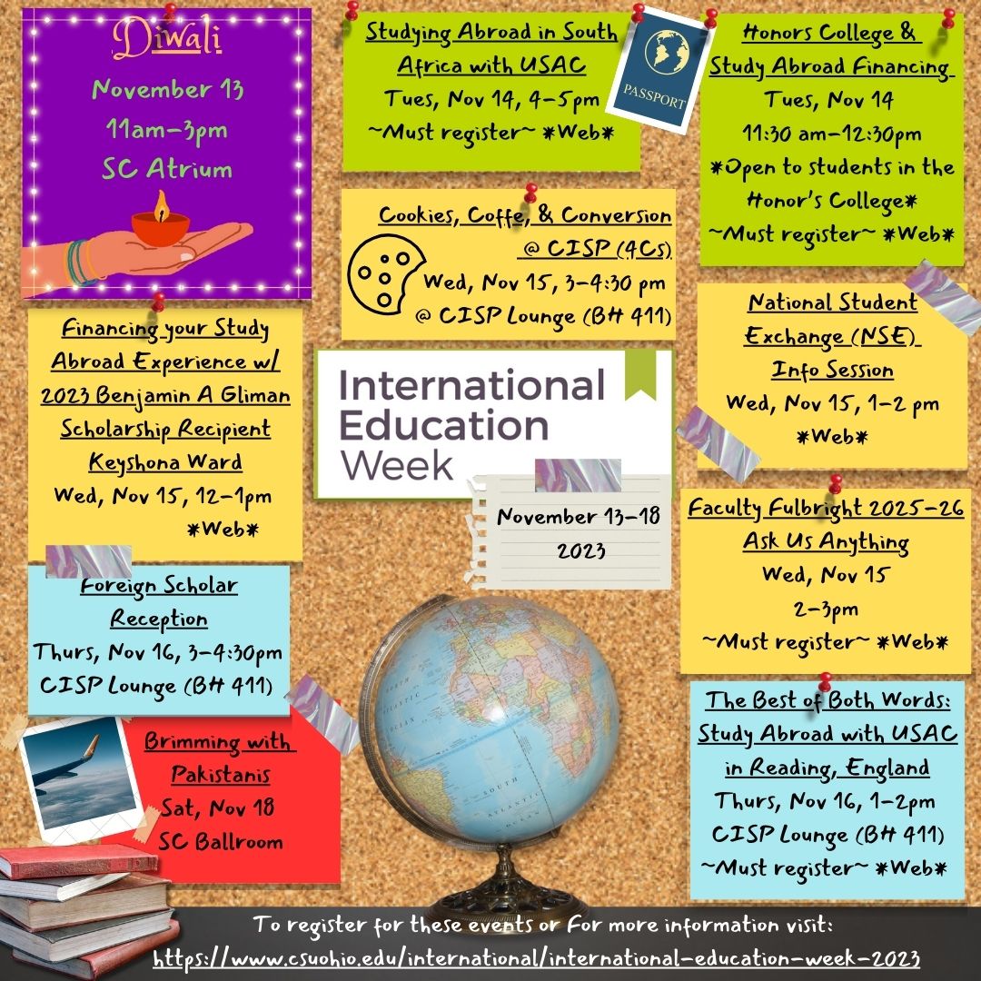 CISP_CSU's tweet photo. We are so excited for all the wonderful events planned this week for IEW!! 🗺🧭✈️
To find the right event for you, learn more, or register for an event go to the website linked here: https://t.co/EVdYJBcGxW https://t.co/bQZSOJ2452