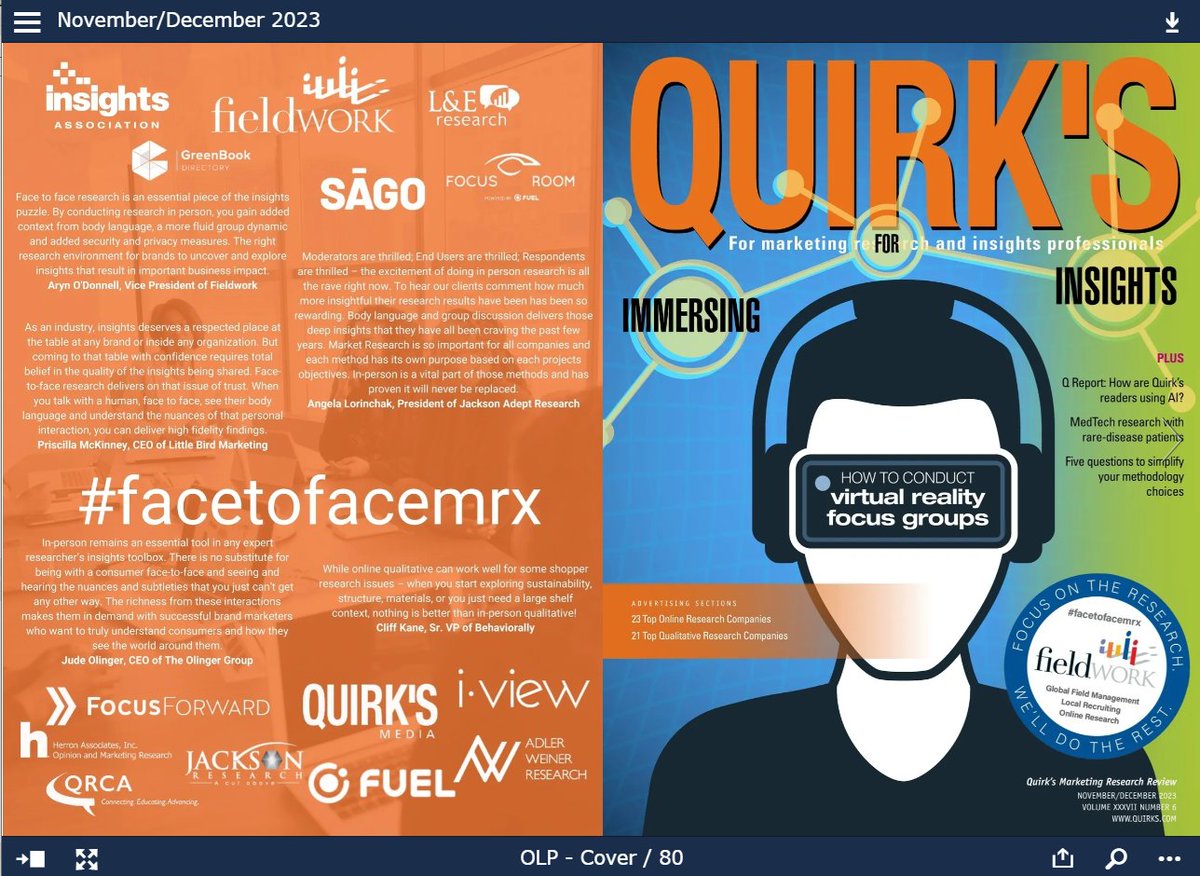 FengGUI's tweet image. @FengGUI proud to be featured under &quot;Innovative products &amp;amp; Services&quot; (page 16) at @QuirksMR Marketing Research Media 2023 November/December issue .
bluetoad.com/publication/?m…