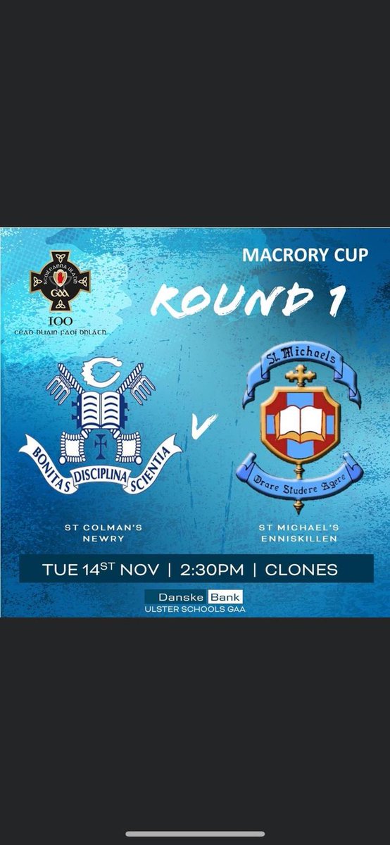 Good luck to our MacRory Cup squad & management as they begin their MacRory Cup campaign today with a fixture against St Colman’s College, Newry. #MacRoryCup