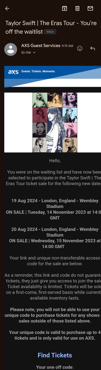 _greendragon's tweet photo. I'm selling my code to buy tickets for the taylor swift concert in London, interested DM me https://t.co/pHS7qy53P7