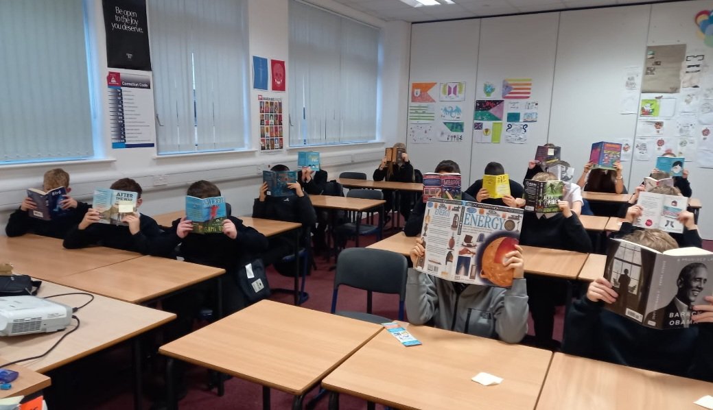 Duncanrig_Eng's tweet photo. It's Book Week Scotland so we're ready (as always!) to get talking about books and promoting reading. All this week, S1 Registration classes will have a relaxing start to their day by reading their books. Bliss! @scottishbktrust What are you reading today? 📚 https://t.co/EDOXv378Rl