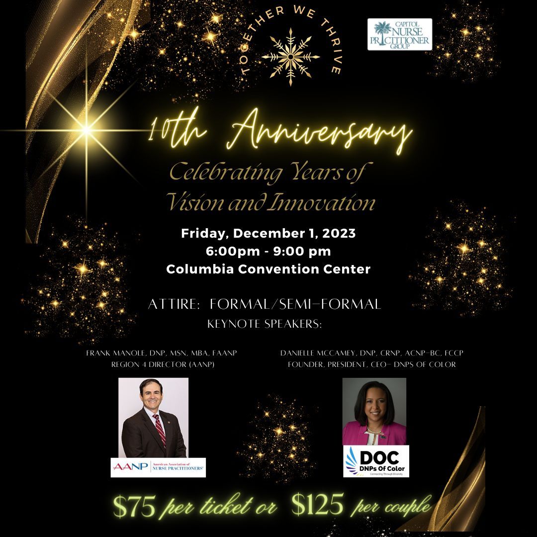 Time is running out for our 10th Anniversary Gala!! Be sure to get your tickets today!! We are excited to have guest speakers Frank Manole and Danielle McCamey!! This will be a night to remember!! Get your tickets today!! #nursesofinstagram #nursepractitioner