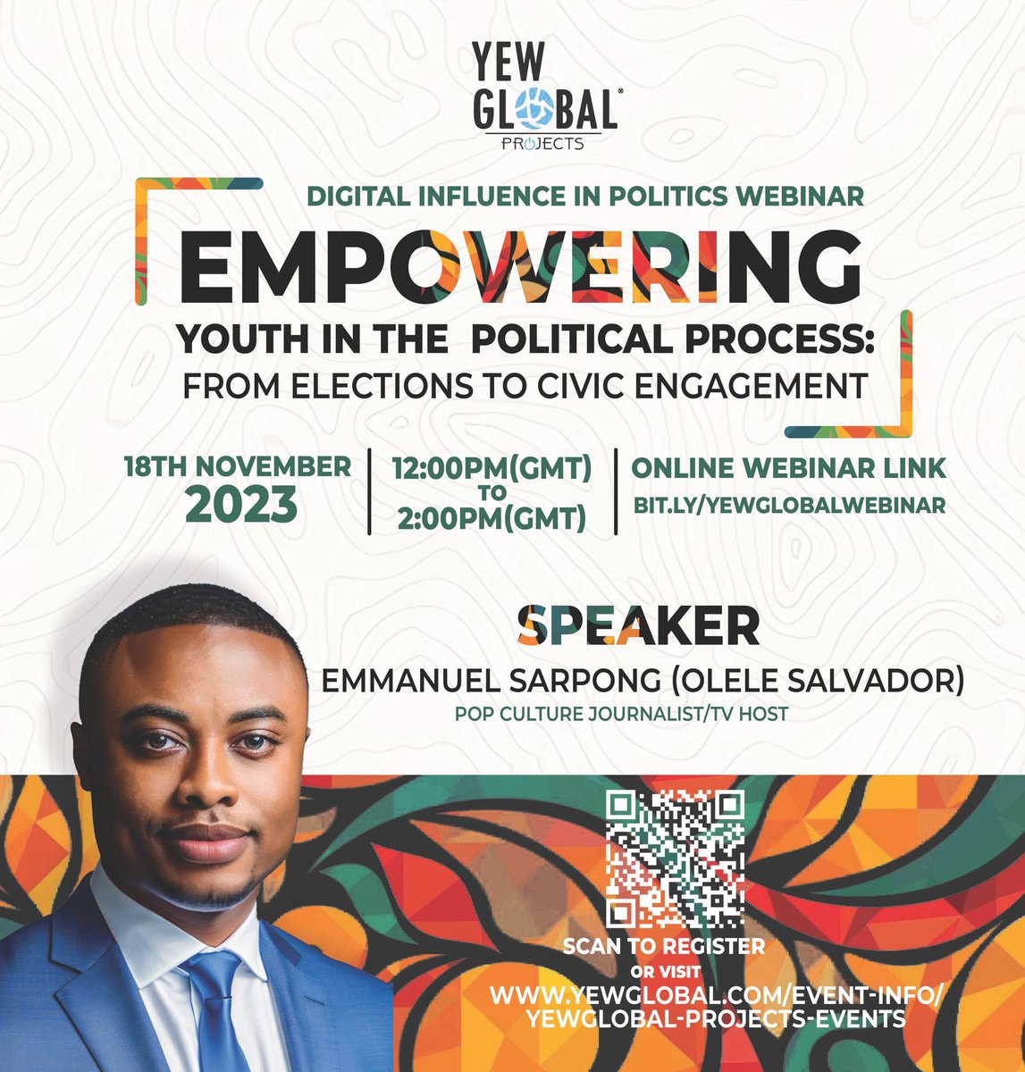 OleleSalvador's tweet photo. 🚨ICYMI🇬🇭🎤: Packed week ahead; starting today, catch me and a host of other renowned global speakers for Africa’s maiden thought-leadership summit for cinema, Africa Cinema Summit powered by @nfaghana. 

At 5:40pm, I’ll join a panel of other resource persons at @SilverbirdGhana, to speak on the discussion, YOUTH-CENTRIC FLIM MARKETNIG: STRATEGIES FOR THE DIGITAL AGE.

Meanwhile, on Saturday, November 18 I’ll do same for @YEWGlobal’s webinar to speak on Digital Influence in Politics between 12 midday & 2pm. 

To be a part of this particular webinar, register here: https://t.co/7CXuGXO8IZ

🦅🇬🇭