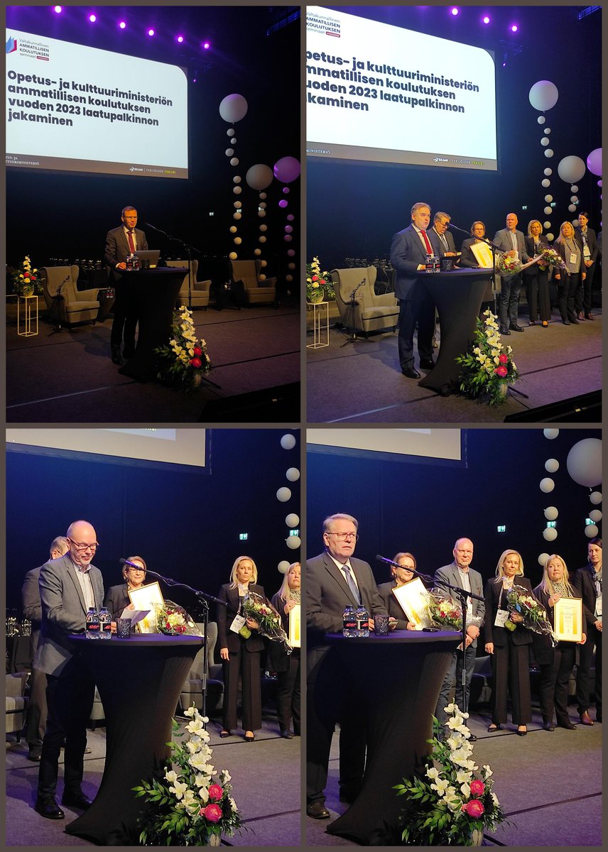 Ammatillisen koulutuksen laatupalkinnot jaettiin VAKS-seminaarissa. Palkinnot 🏆 <a href="/taitotalofi/">Taitotalo</a>: lle sekä 🏆 <a href="/AoSamiedu/">Ammattiopisto Samiedu</a> : lle  ja kunniamaininnat 🧾 <a href="/SDO_kampukset/">SuomenDiakoniaopisto</a>:lle ja 🧾 @riverialainen: lle! Onnea!!!