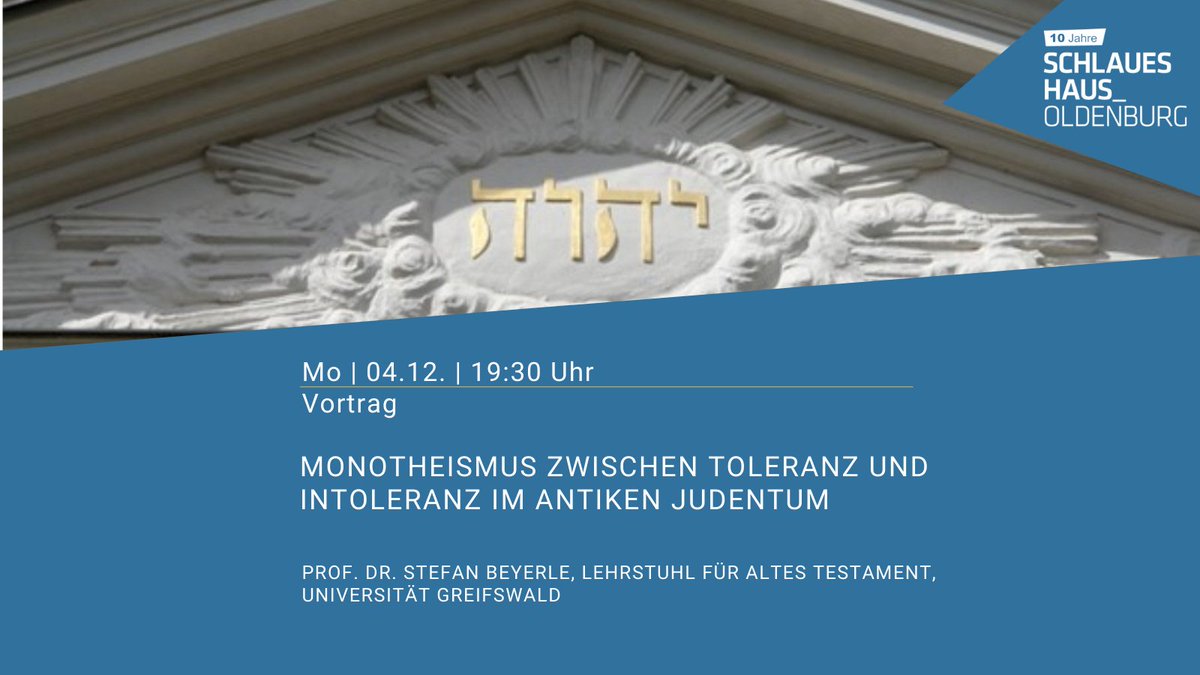 Mo | 04.12. | 19:30 Uhr 
Vortrag

Monotheismus zwischen Toleranz und Intoleranz im antiken Judentum

Prof. Dr. Stefan Beyerle, Lehrstuhl für Altes Testament, Universität Greifswald

schlaues-haus.de/events/monothe…