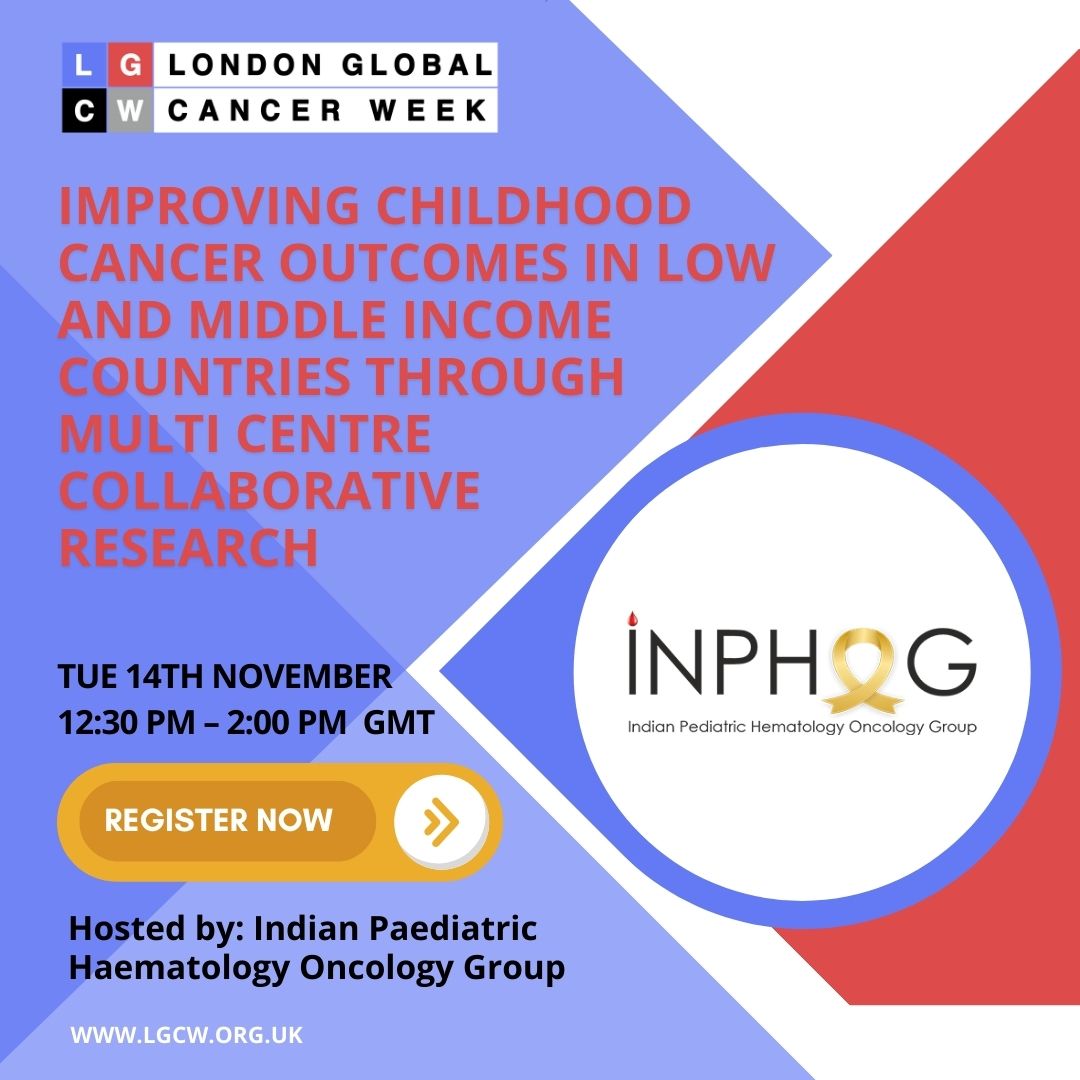 Join the #GlobalHealth community today at 12:30 GMT for a compelling session hosted by the INPHOG as part of #LondonGlobalCancerWeek, dedicated to advancing #childhoodCancerCare in LMICs through collaborative research. ✍️ Register now > bit.ly/3MEoxJ7> #CancerResearch