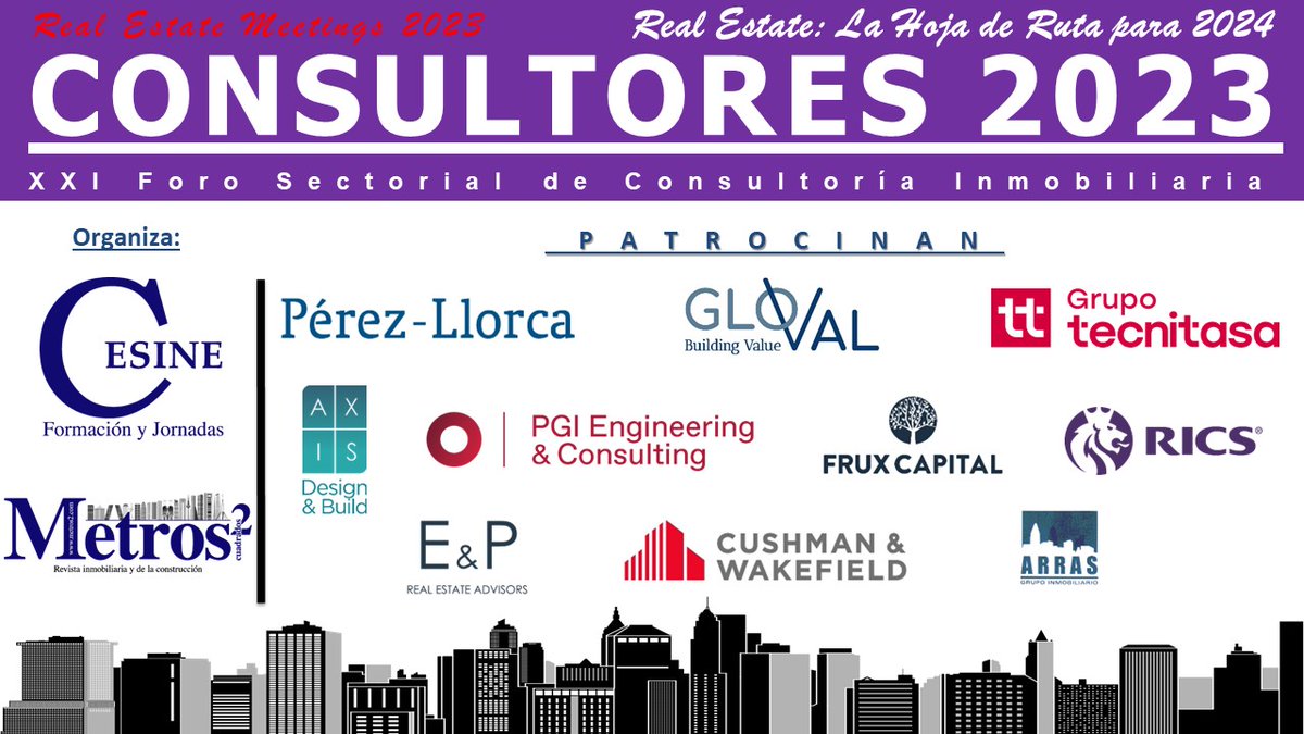 CesineEditorial's tweet photo. A las 9.30 comenzamos la XXI Edición de Encuentro Inmobiliario de #CONSULTORES2023 con @grupotecnitasa @AXIS_arq @pgiengineering @RICSnews @EstradaPartners @CushWakeSPAIN #Gloval #FruxCapital #PerezLlorca https://t.co/YUZYDqh9cn