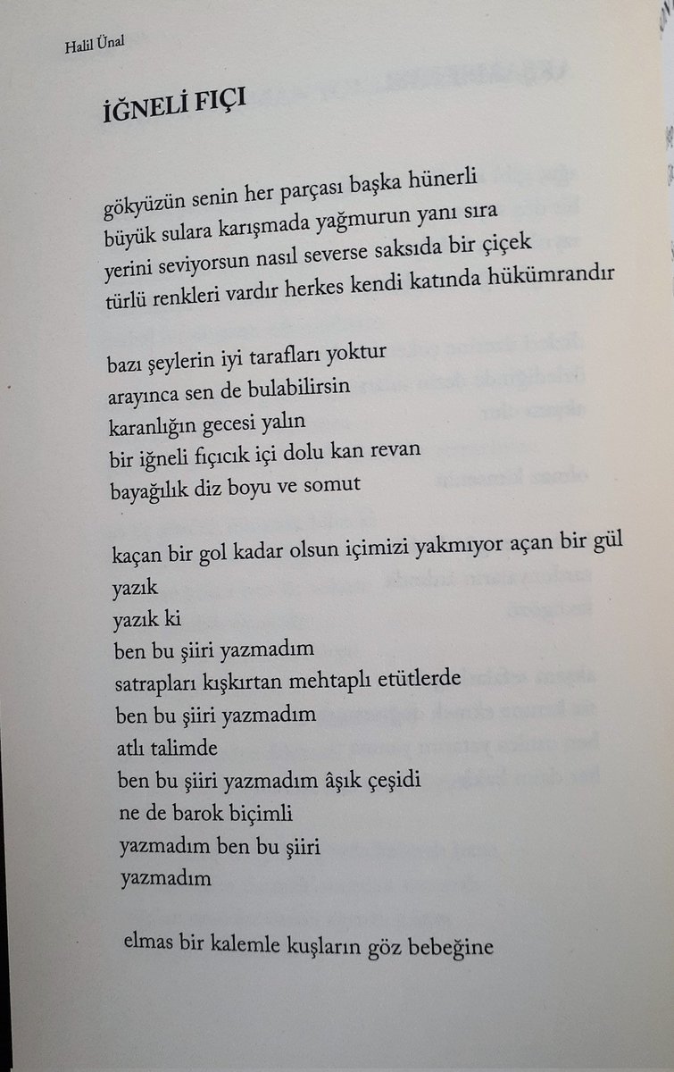 İĞNELİ FIÇI 
...
Bir iğneli fıçıcık içi dolu kan revan
...
(2008)