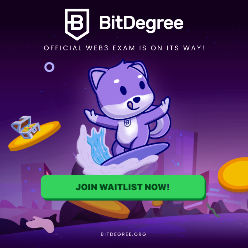 BitDegree's tweet photo. An exam that's actually a game? Yes, please! 🚀

We are excited to announce that you can now save your spot in the world's first Web3 Exam!

With only 13 days left, join us, and don't miss out on the next big thing in Web3 😎

#Web3Exam