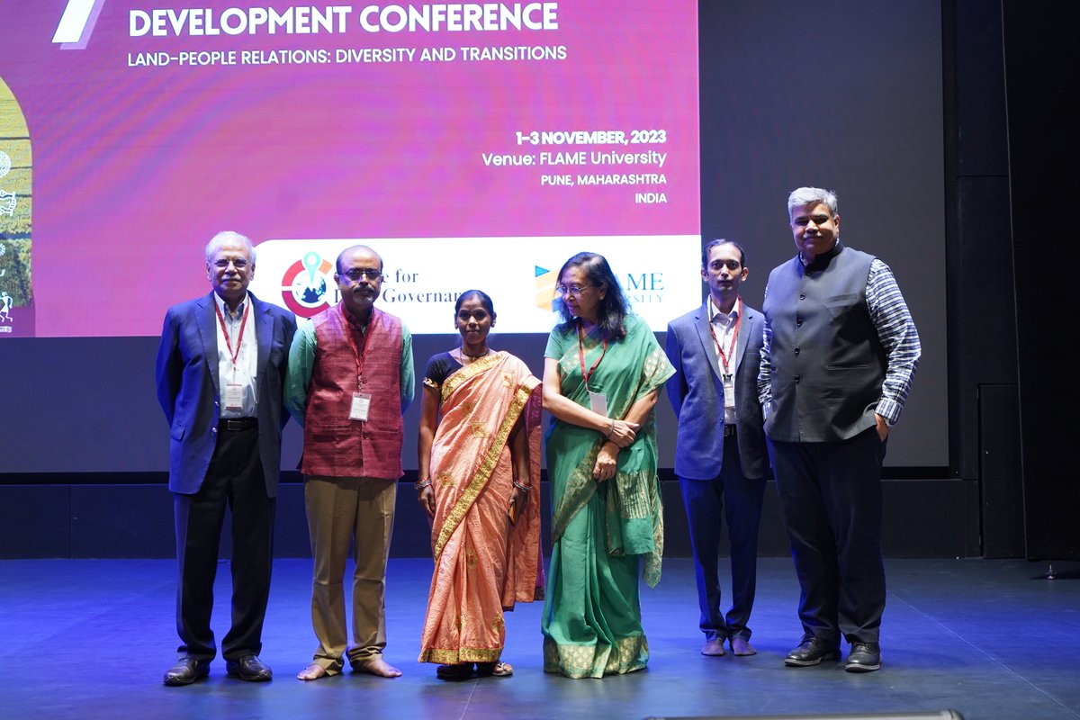 Savitri Bai is a beacon lighting many lives in remote Chhattisgarh villages. Her journey is a display of her grit for land & winning identity of a farmer. Helping her lighting ritualistic lamp before she delivered keynote at #ILDC2023 was an honour for all at @IndiaLandConf
