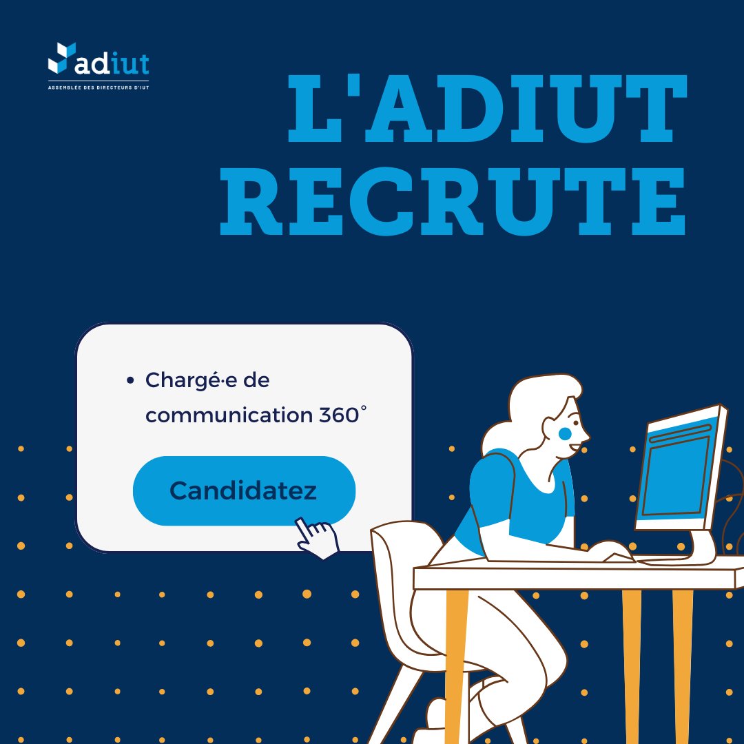 📢 L'Assemblée des Directeurs d'IUT recrute son·sa chargé·e de communication 360°

▶️ Pour postuler, ça se passe ici : bit.ly/49BkjvF
