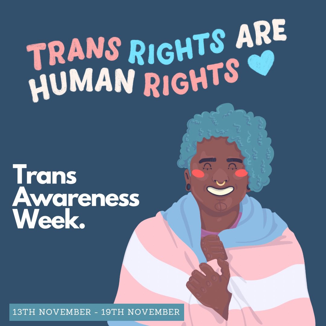 13th-19th November is #TransAwarenessWeek. 🏳️‍⚧️ #TransRightsAreHumanRights 💙💗🤍