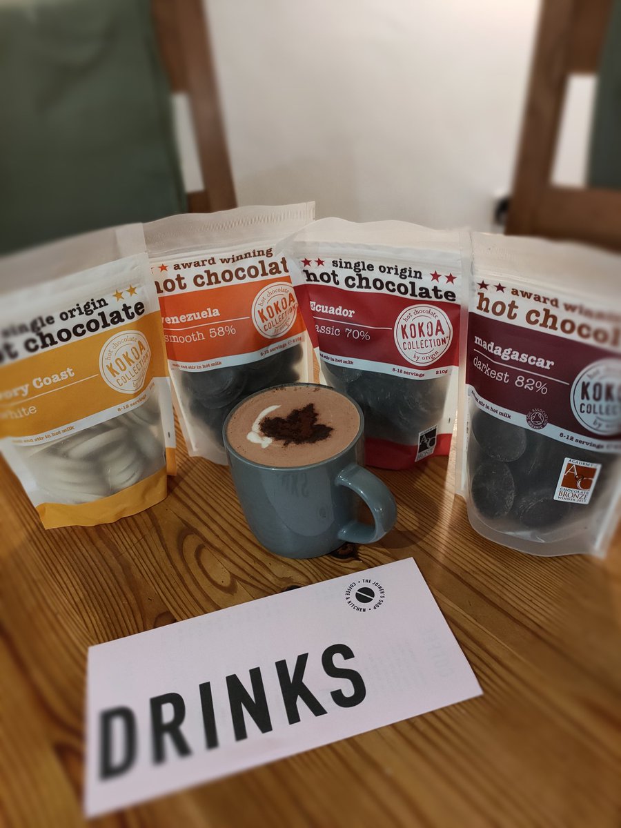 It's a Hot Chocolate kind of day! ☕🍫 We serve 4 different ones from the amazing guys @kokoacollection and don't forget you can grab a bag from our retail shop to take home with you too! 😍 #hotchocolate #kokoacollection #coffeeshop #thejoinersshop #inglebycross #NorthYorkshire