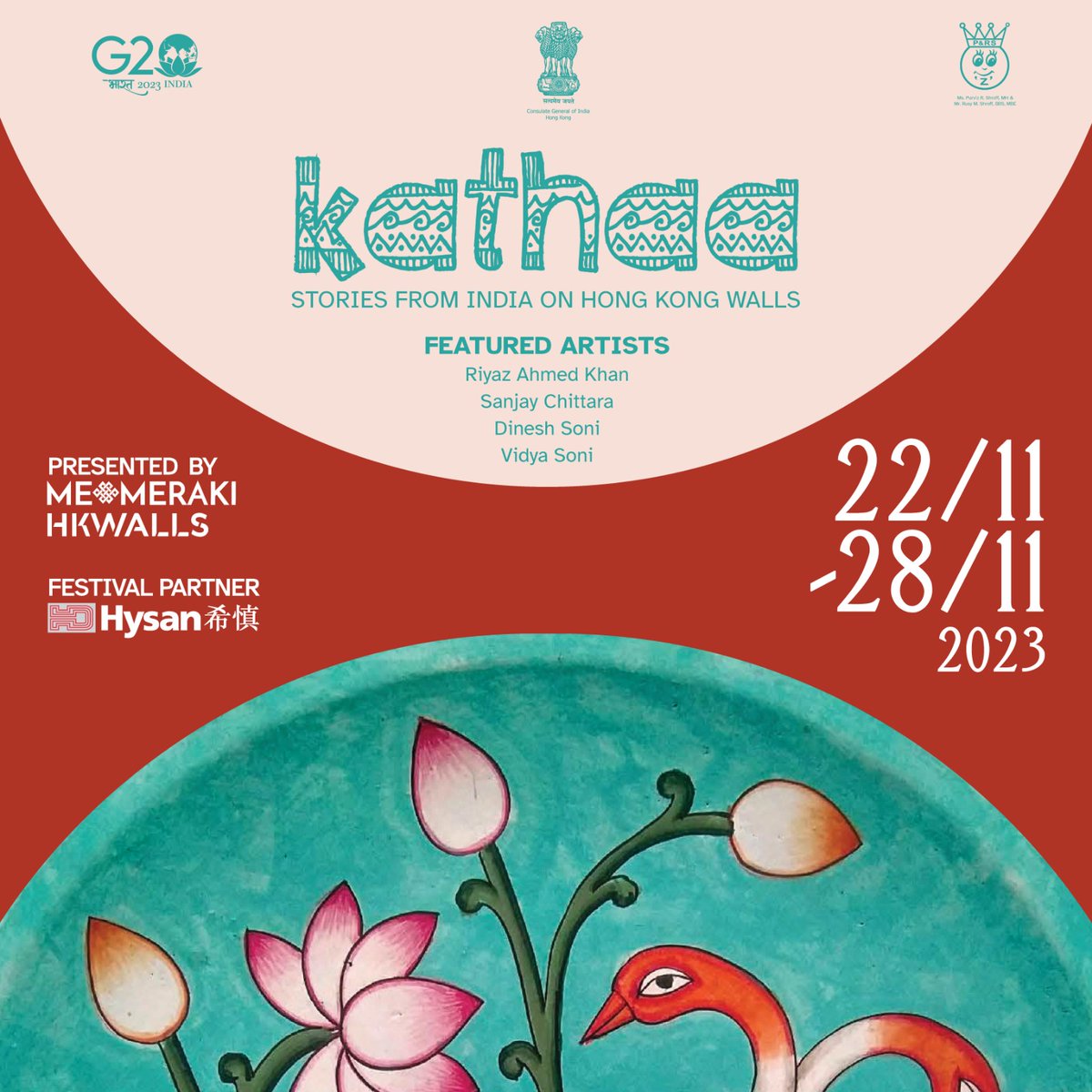 memerakisocial's tweet photo. We couldn’t be more excited to bring to you the 4th edition of Kathaa- Stories from India on Hong Kong walls, our annual mural festival in partnership with @HKwalls  and made possible with the generous support of the @CGIHongKong  and Mrs Shroff. https://t.co/9inJBcJDeF