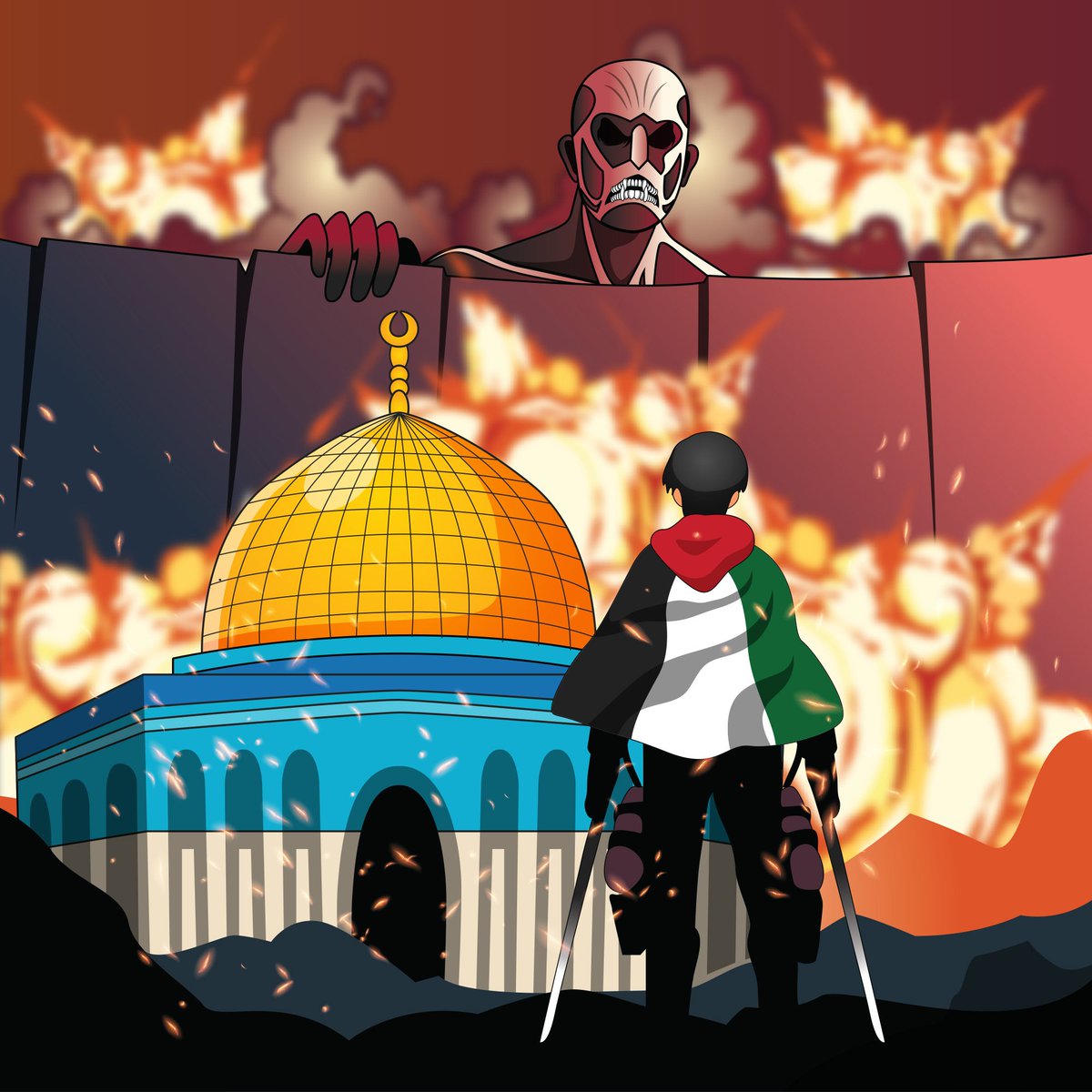 Save Palestine 
Open commission for custom designs !! 
Click link ⬇️ or DM 
fiverr.com/bhineka_

#cartoonart #cartoon #cartoons #illustrations #illustration #illustrationartists #doodleart #doodles #design #stopwar #AttackOnTitan #savepalestine #FreePalestine  #Palestine #aot