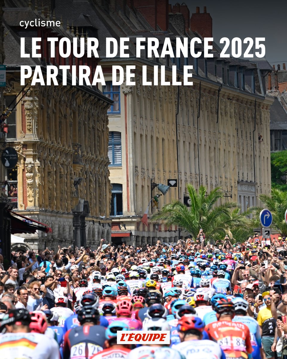 Après le Danemark en 2022, le Pays basque en 2023 et en attendant l'Italie et Florence en 2024, la 112e édition du Tour de France s'élancera de Lille en 2025. ow.ly/RwjP50Q7mKG #TDF2025