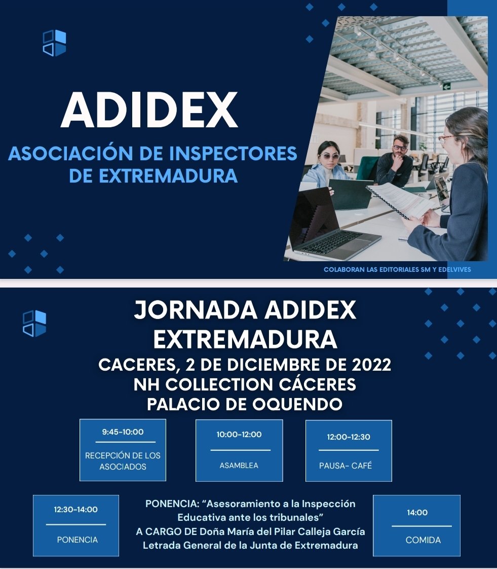 Jornada 2 de diciembre de los asociados de la Asociación de Inspectores de Educación de Extremadura en Cáceres.