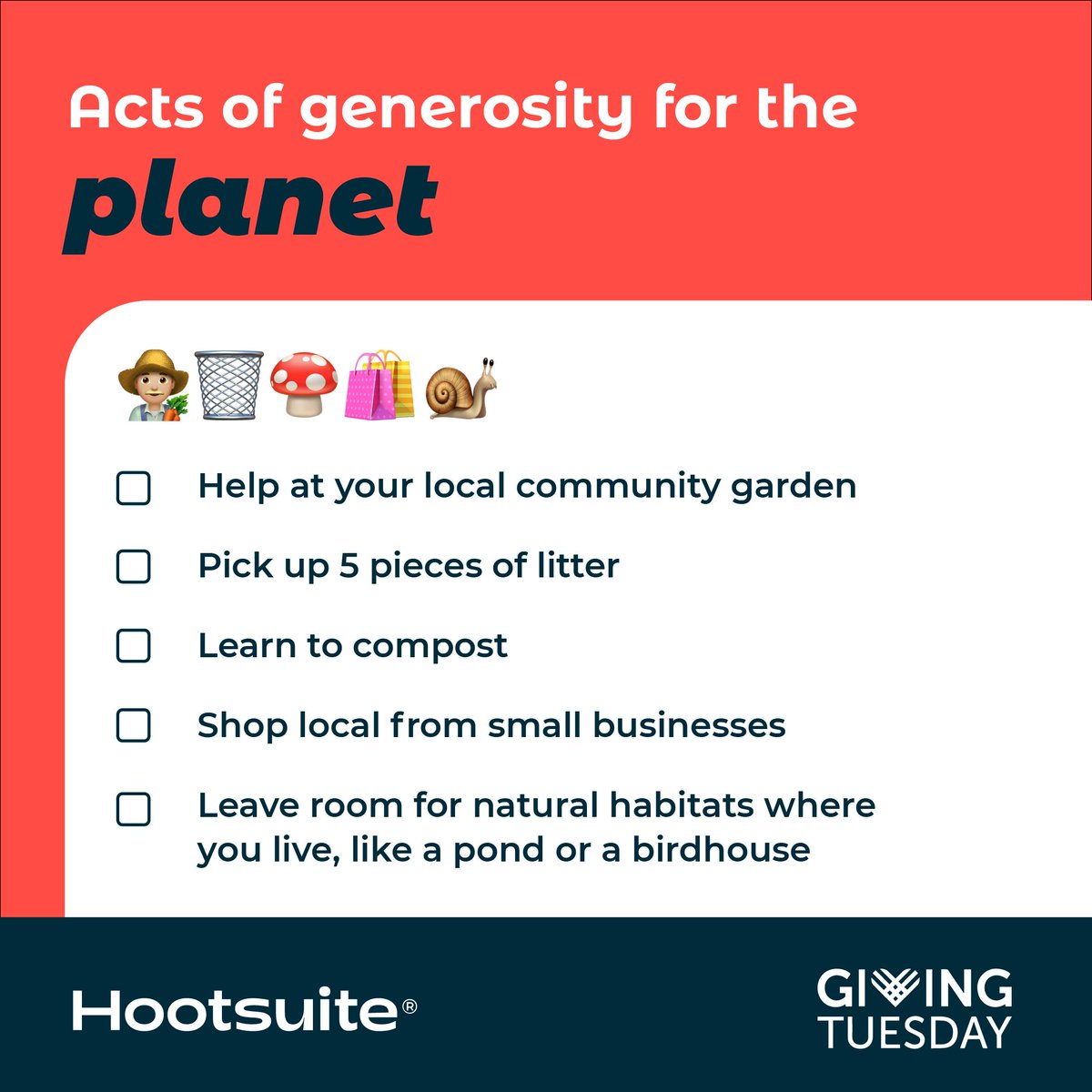 LauraMadaE's tweet photo. #DYK? GivingTuesday is a global holiday that celebrates our common value of generosity. 

Join in on Nov 28 by picking up litter, shopping at local businesses, or helping at your community garden.

Small actions make a world of difference. Learn more at https://t.co/62jYvHV560 https://t.co/EImDmotQbe