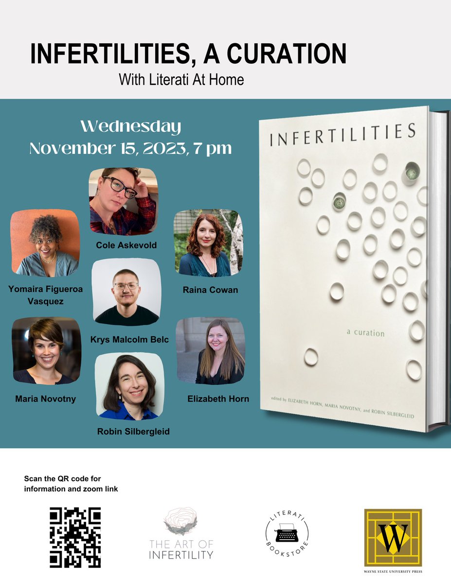 Robin Silbergleid (@rsilbergleid) on Twitter photo Tomorrow night (11/15, 7 pm), please join artists and writers from INFERTILITIES, A CURATION in conversation about the diversity of #infertility with <a href="/LiteratiBkstore/">Literati Bookstore</a>. Panelists include <a href="/krysmalcolmbelc/">krys malcolm belc</a> @DrYoFiggy, Cole Askevold, Raina Cowan. Tomorrow night (11/15, 7 pm), please join artists and writers from INFERTILITIES, A CURATION in conversation about the diversity of #infertility with <a href="/LiteratiBkstore/">Literati Bookstore</a>. Panelists include <a href="/krysmalcolmbelc/">krys malcolm belc</a> @DrYoFiggy, Cole Askevold, Raina Cowan.