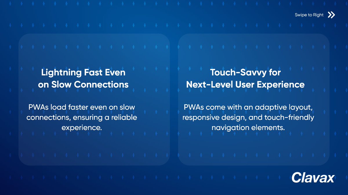 Clavax's tweet image. Faster, Smarter, Accessible! PWAs can take the mobile-first experience a notch higher!
Here are 4 ways it can make the mobile experience a delight.

Visit: clavax.com/pwa-progressiv…

#internet #STORE #startups #ROI #ConversionBoost #appstore