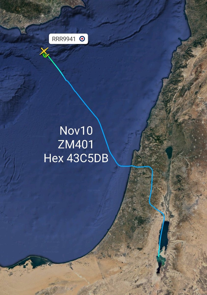 LebanonJets's tweet photo. Military: UK Royal Air Force #A400 #ZM401 with hex code #43C5DB arrived into presumably #Beirut (or was it also #Hamat AirBase?) from #Akrotiri This same aircraft went to an Israeli AirBase a few days ago on Nov10, now in #Lebanon @Intel_Sky https://t.co/6lgc6kNhvo