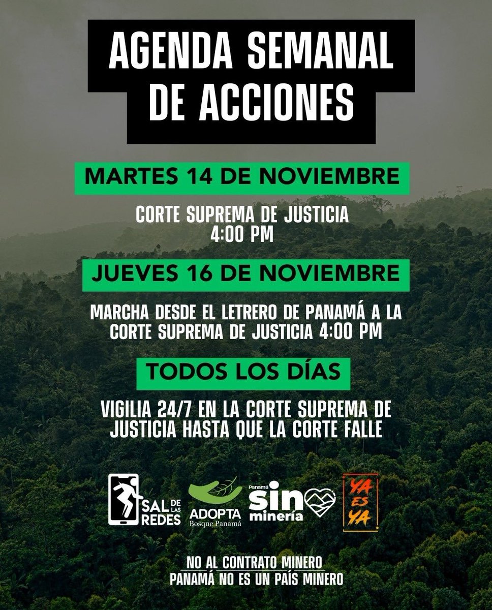 R_RuizDiaz's tweet photo. ANOTALO Y ASISTE. Todos los grupos y sectores de la sociedad el próximo jueves 16 de Noviembre, hagamos historia con otra mega marcha pacifica. Que la misma se replique en cada cabecera de distrito, para que el gobierno entienda que el juego aún no empieza. Resistente Panamá https://t.co/NgkguGcYT7