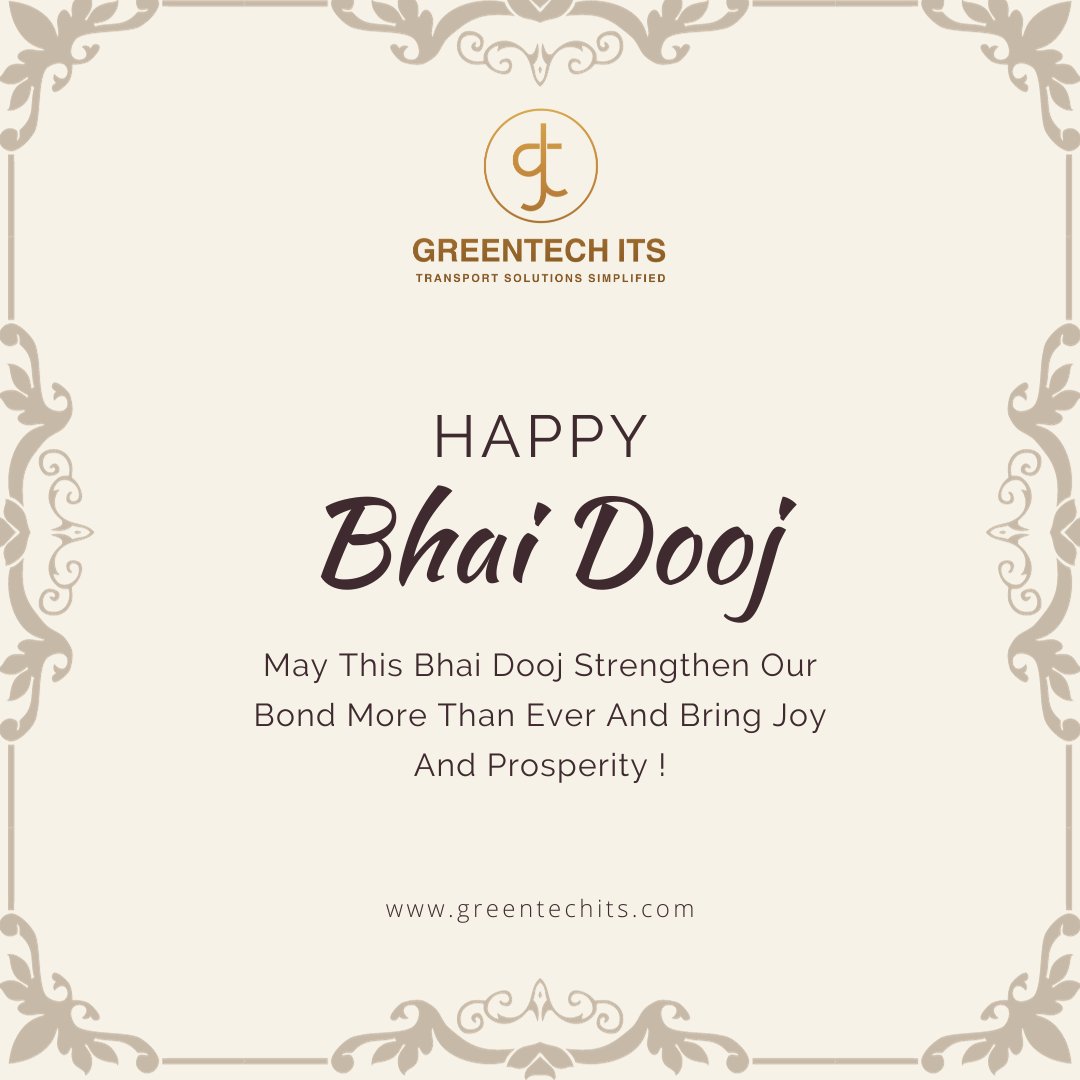 GreentechIts's tweet photo. May This Bhai Dooj Strengthen our Bond More than Ever and Bring Joy and Prosperity!

#bhaidooj #sisterbrotherlove #happybhaidooj
#intelligenttransportationsystem #greentechits #transportationsolution #highwaymanagement #highway #htms #highwaytraffic #highways https://t.co/D45FqMgR2D