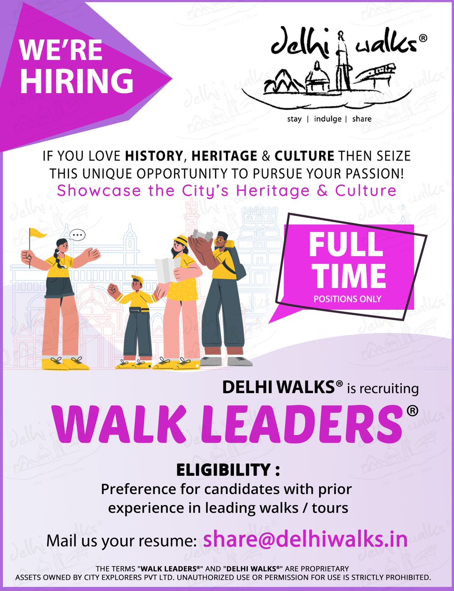 WE ARE HIRING🎉 

Send us your resume at share@delhiwalks.in