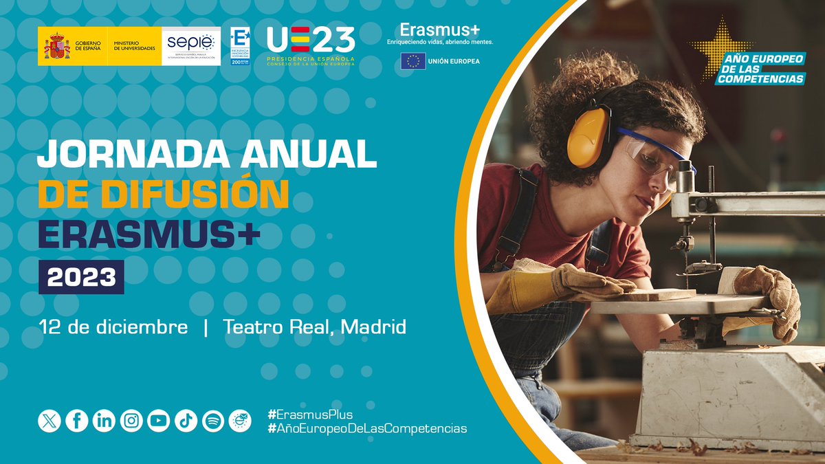 ¡Apunta en tu agenda!

Jornada anual de difusión #ErasmusPlus, 12 de diciembre en el <a href="/Teatro_Real/">Teatro Real</a>.

📝 Inscríbete: sepie.erasmusplus.gob.es/comunica/2023/…

🗒️ Conoce el programa: sepie.es/doc/comunicaci…