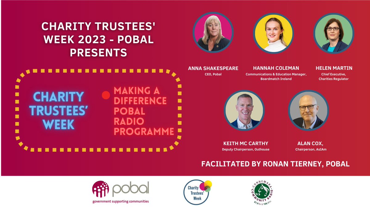 Pobal (@pobal) on Twitter photo 🔴Tune in to our #TrusteesWeekIrl radio show this week across the <a href="/CRAOL/">Community Radio Ireland</a> network!
📻Today, Tue:
🕐6.30pm <a href="/tippmidwest/">Tipp Mid West Radio</a>
🕐10.30pm <a href="/WestLimerick102/">West Limerick 102FM</a>
🕐2pm <a href="/FlirtFM/">Flirt FM 101.3</a>
🕐7pm <a href="/connemarafm/">@connemarafm</a>
Or tomorrow, Wed:
🕘4pm <a href="/CRKC1/">CRKC 88.7FM</a>
🕐10am <a href="/rosfmradio1/">RosFM 94.6 Community Radio</a>
🕐7pm <a href="/CRY104fm/">CRY104FM</a>
ℹ️👀👇
pobal.ie/making-a-diffe… 🔴Tune in to our #TrusteesWeekIrl radio show this week across the <a href="/CRAOL/">Community Radio Ireland</a> network!
📻Today, Tue:
🕐6.30pm <a href="/tippmidwest/">Tipp Mid West Radio</a>
🕐10.30pm <a href="/WestLimerick102/">West Limerick 102FM</a>
🕐2pm <a href="/FlirtFM/">Flirt FM 101.3</a>
🕐7pm <a href="/connemarafm/">@connemarafm</a>
Or tomorrow, Wed:
🕘4pm <a href="/CRKC1/">CRKC 88.7FM</a>
🕐10am <a href="/rosfmradio1/">RosFM 94.6 Community Radio</a>
🕐7pm <a href="/CRY104fm/">CRY104FM</a>
ℹ️👀👇
pobal.ie/making-a-diffe…